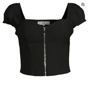 Madden Nyc Women's Front Zip Bra Cup Top black XS